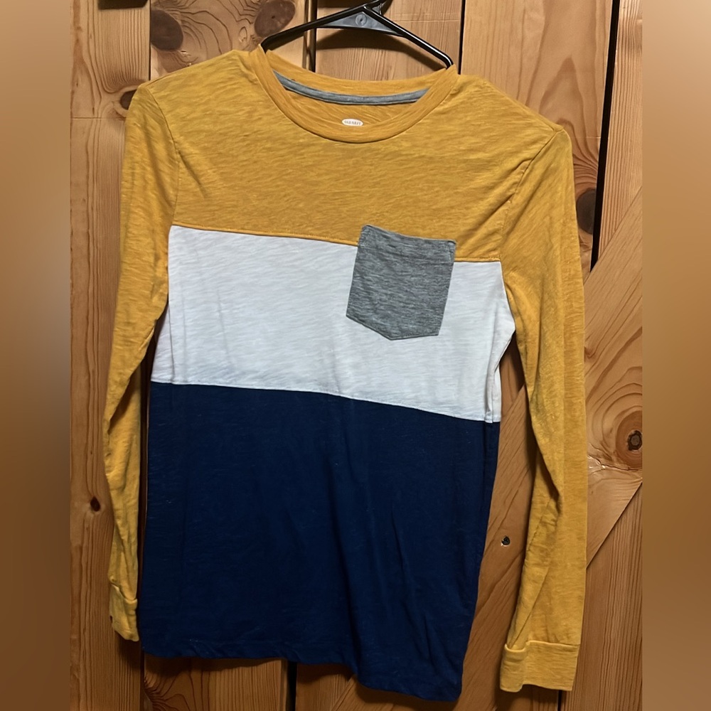 Old Navy Kids Long Sleeve Tee - Yellow, White, and Blue